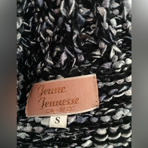 Jeune Jeunessee wool blend designer silver black sweater fringe ribbon detail S - Picture 7 of 10
